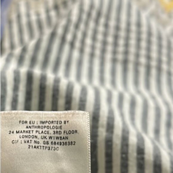 Anthropologie Cartonnier striped embroidered cropped pant 0 - Picture 13 of 13